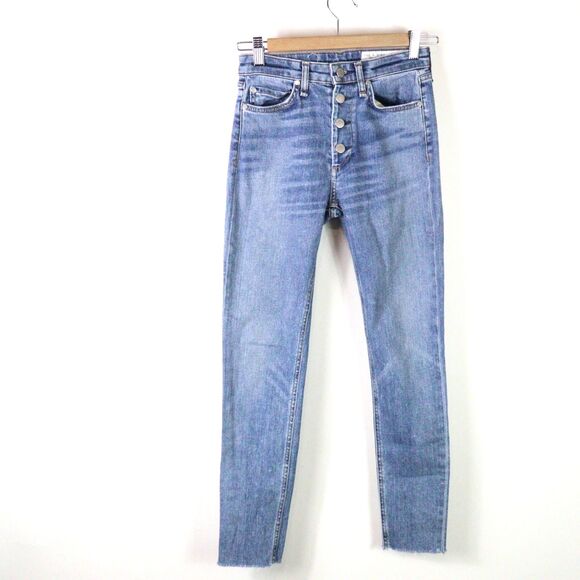 Rag & Bone Nina High Rise Button fly raw hem Ankle Skinny size 23 - Picture 1 of 6